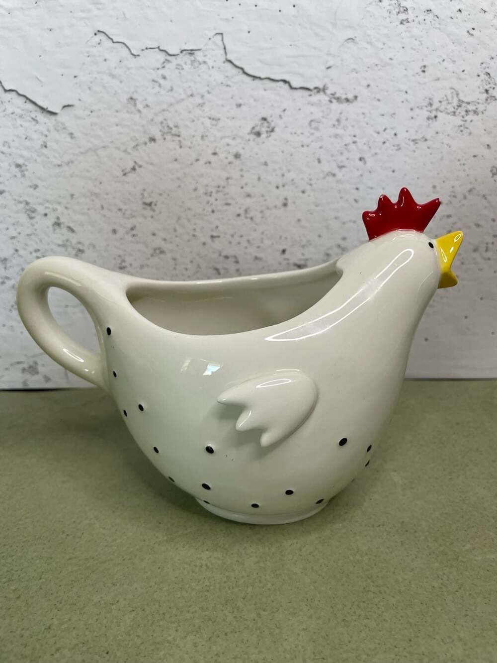 DEPARTMENT 56 Ceramic Chicken Creamer Polka Dot Pitcher Farmhouse Decor
